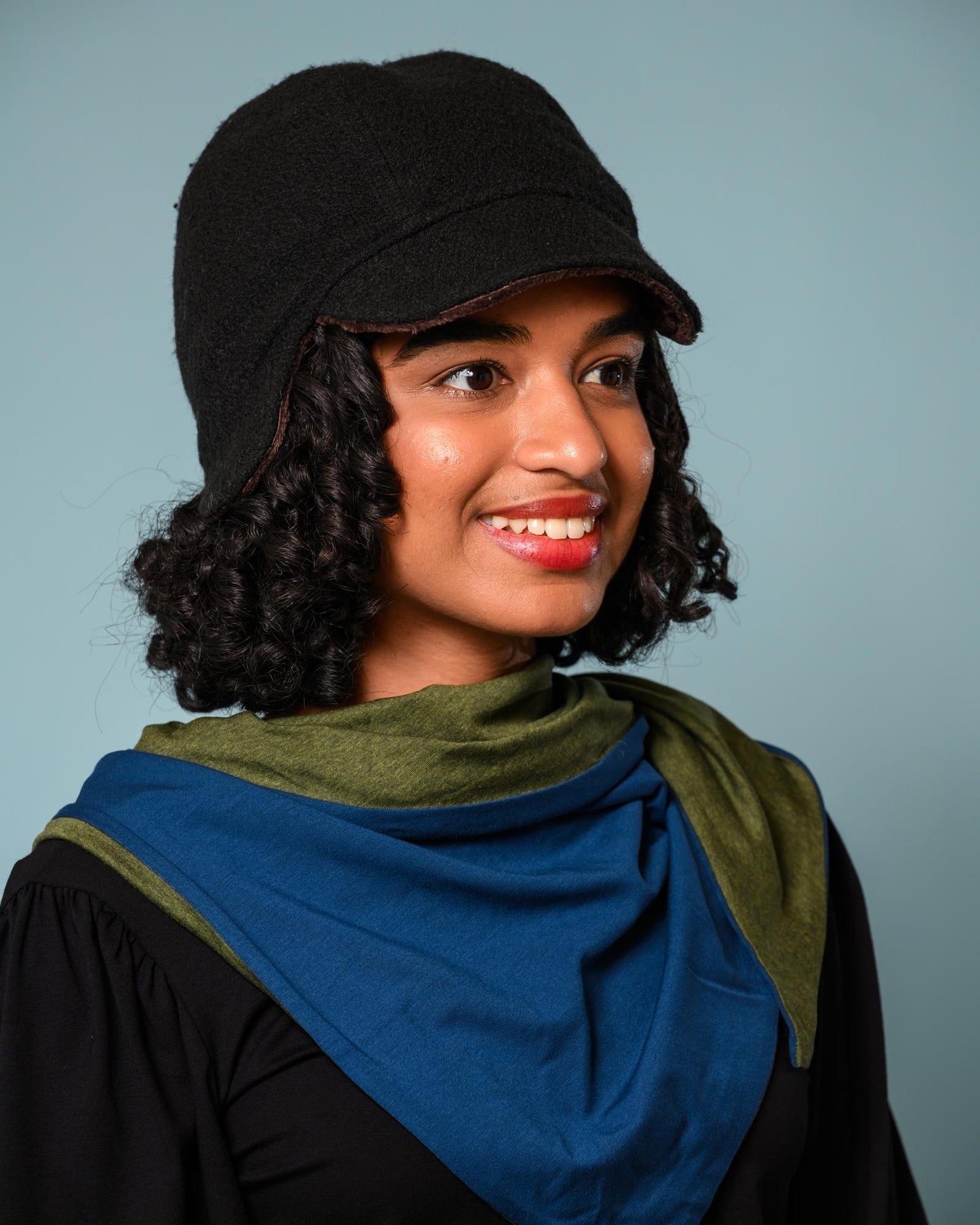 Squasht Darby Earflap Hat in Solid Black Wool Felt