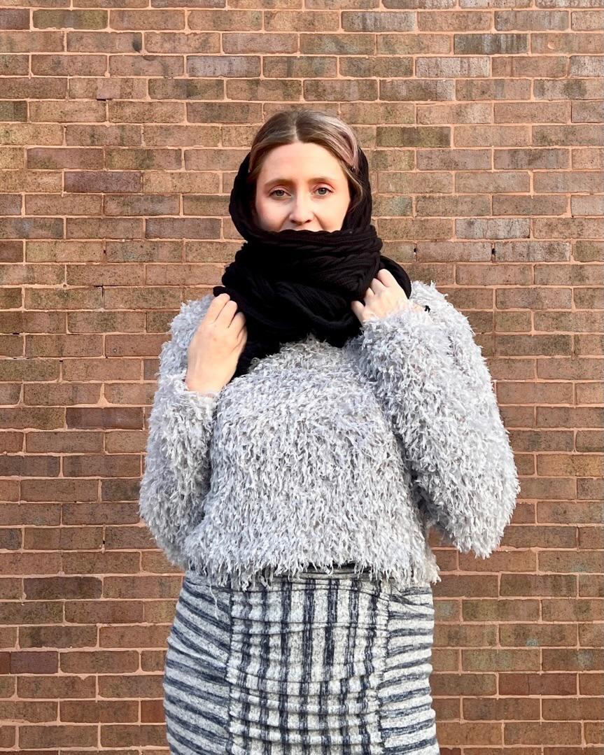 Squasht Oversized Scarf Black Cable Knit