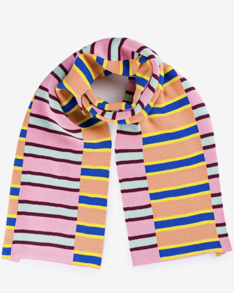 Verloop Zipper Stripe Big Scarf in Peach Cobalt