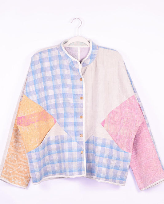 Txtile Charlie Diya Quilted Reversible Patchwork Kantha Jacket