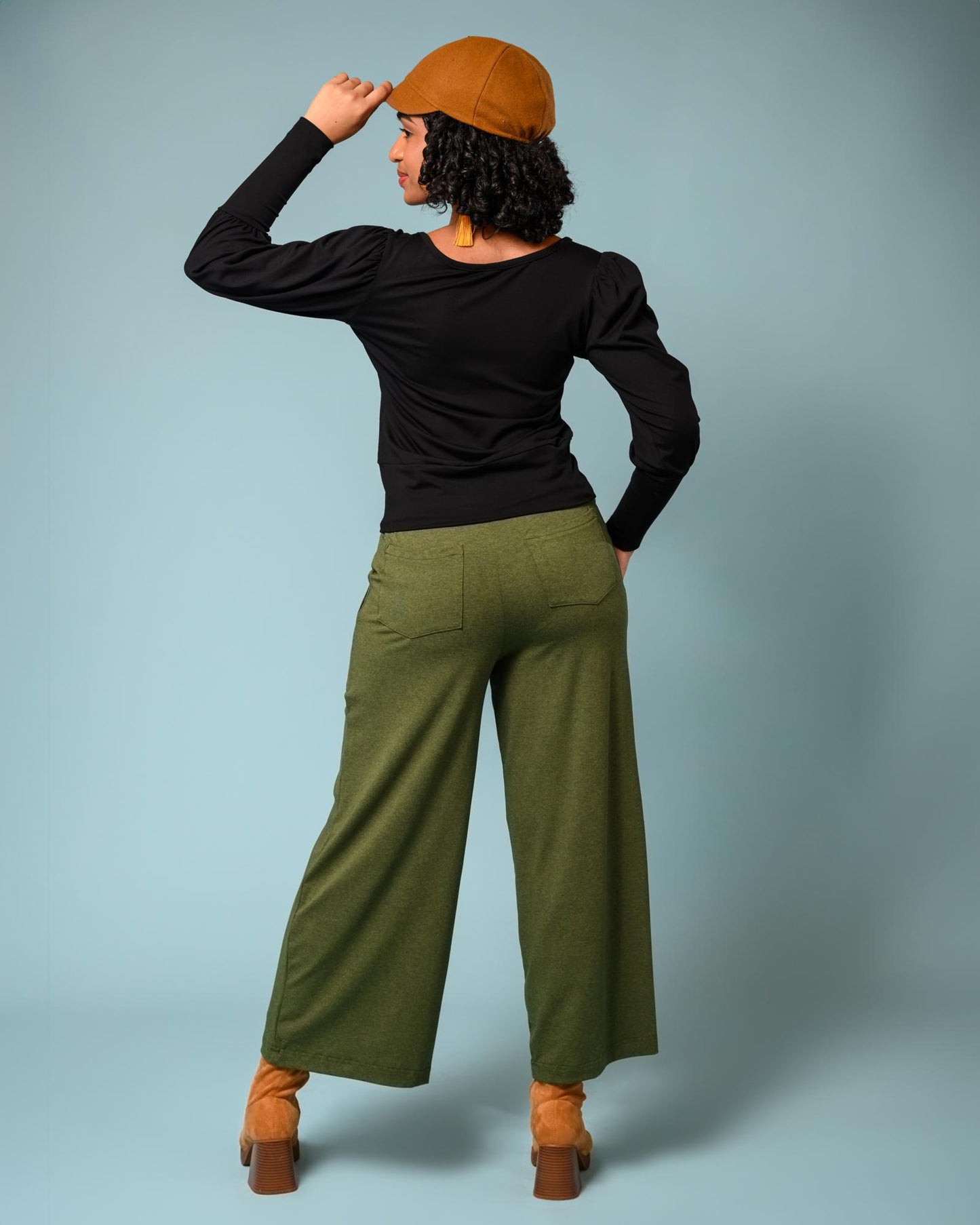 Squasht Wide Leg Pants (Cropped) Olive Green