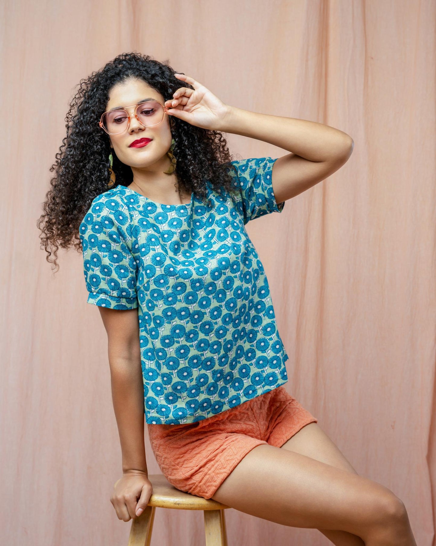 Squasht Short Shorts in Textured Orange Sherbet - SALE