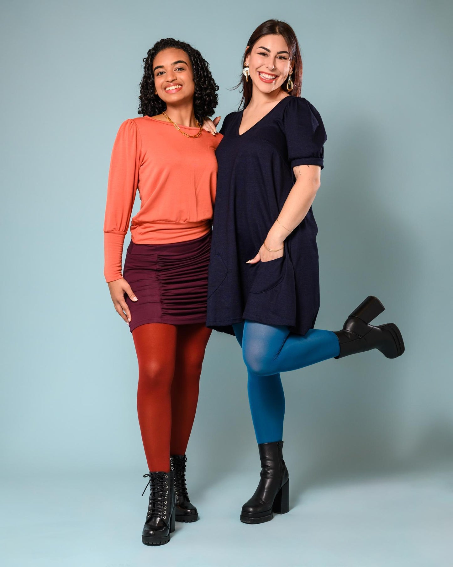 Squasht Ruched Mini Skirt in Merlot