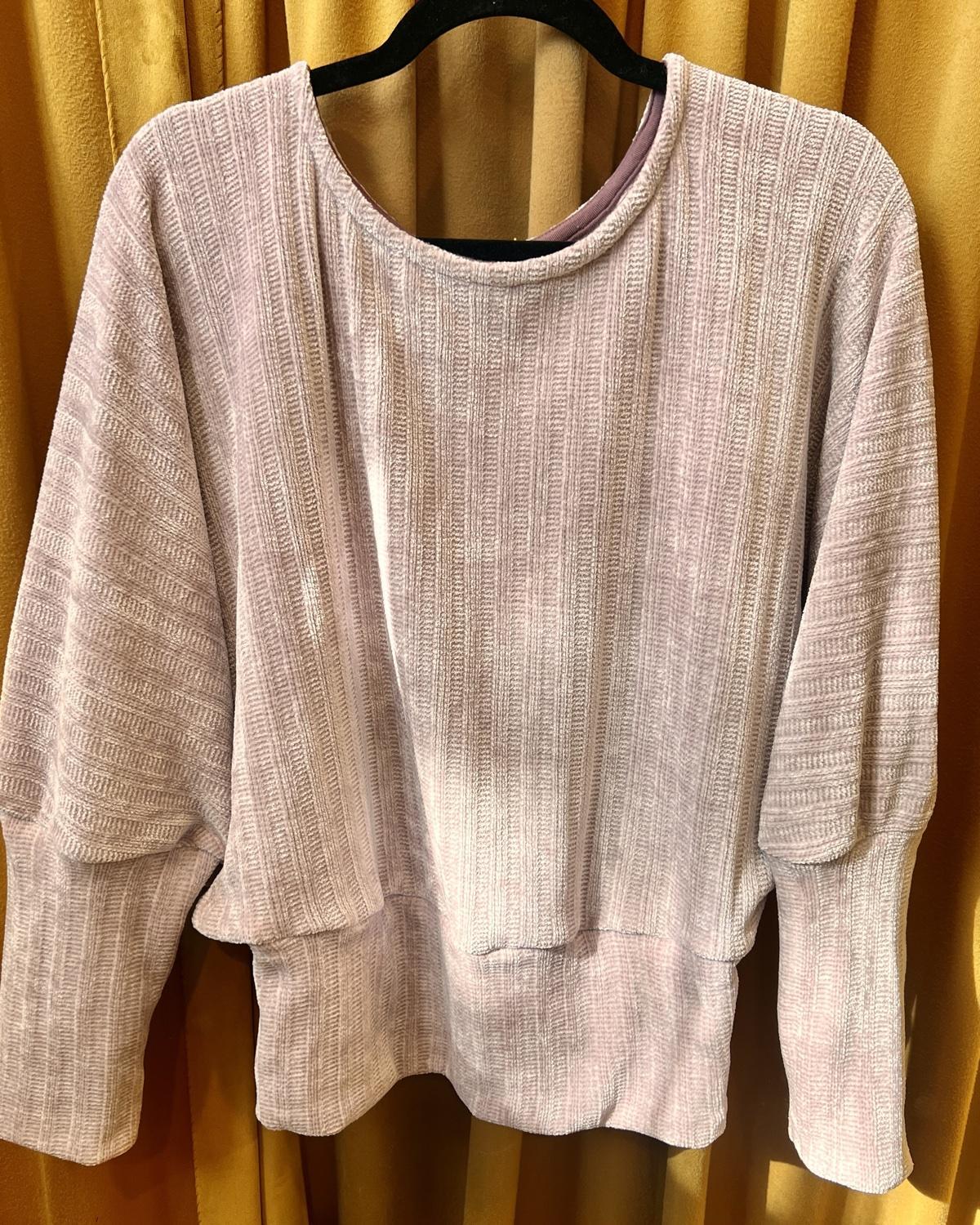 Squasht Batwing Sweater in Light Blush Pink Plush Chenille Rib Knit