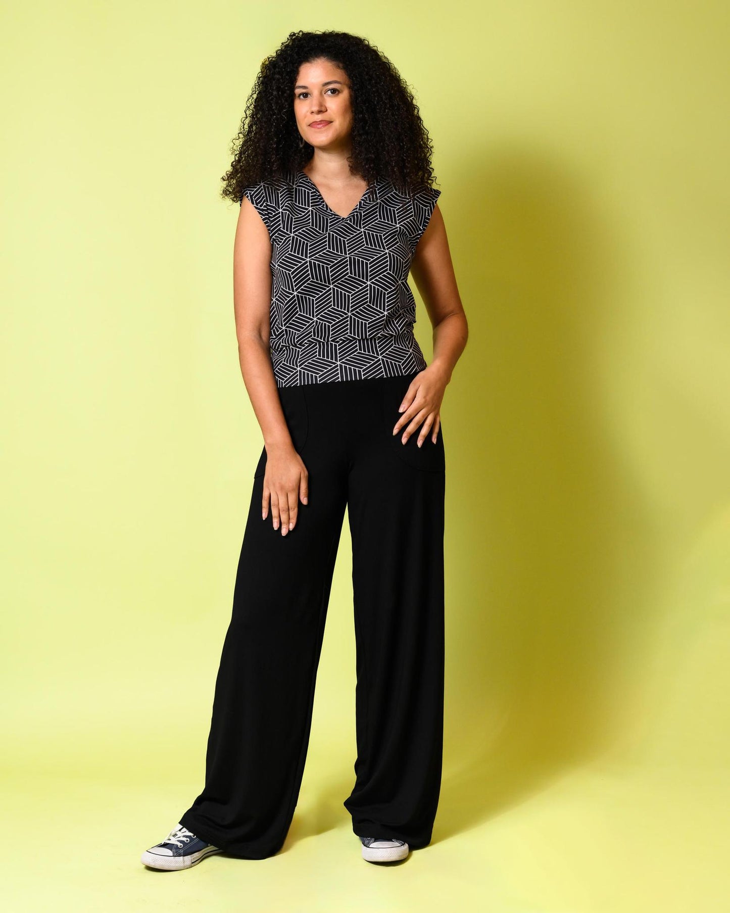 Squasht Wide Leg Long Length Pants in Black
