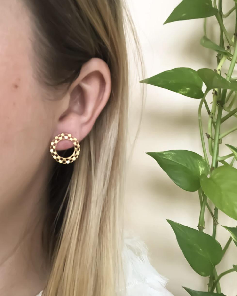 Michelle Starbuck Checkered Circle Studs