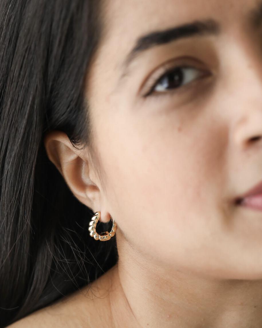 Lisa Angel Chunky Rope Huggie Hoop Earrings - 14 kt Gold Plated