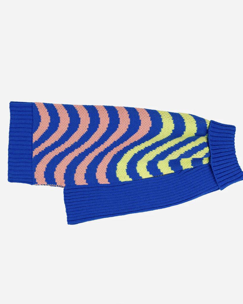 Verloop Soundwave Dog Sweater - Lime Cobalt