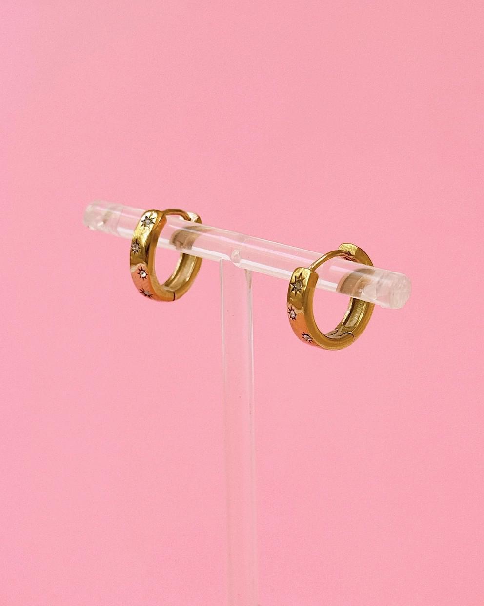 Golden Hour Gold Sparkle Huggie Hoop Earrings