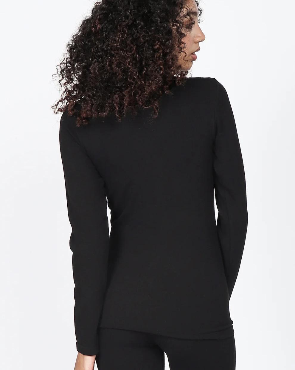 M Rena Ribbed Mock Neck Long Sleeve Top