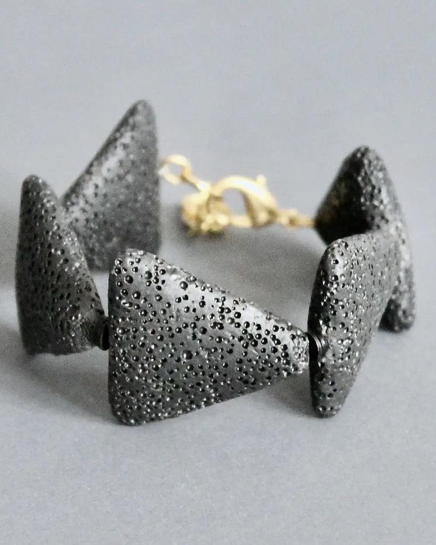 David Aubrey Black Lava Triangle Bracelet