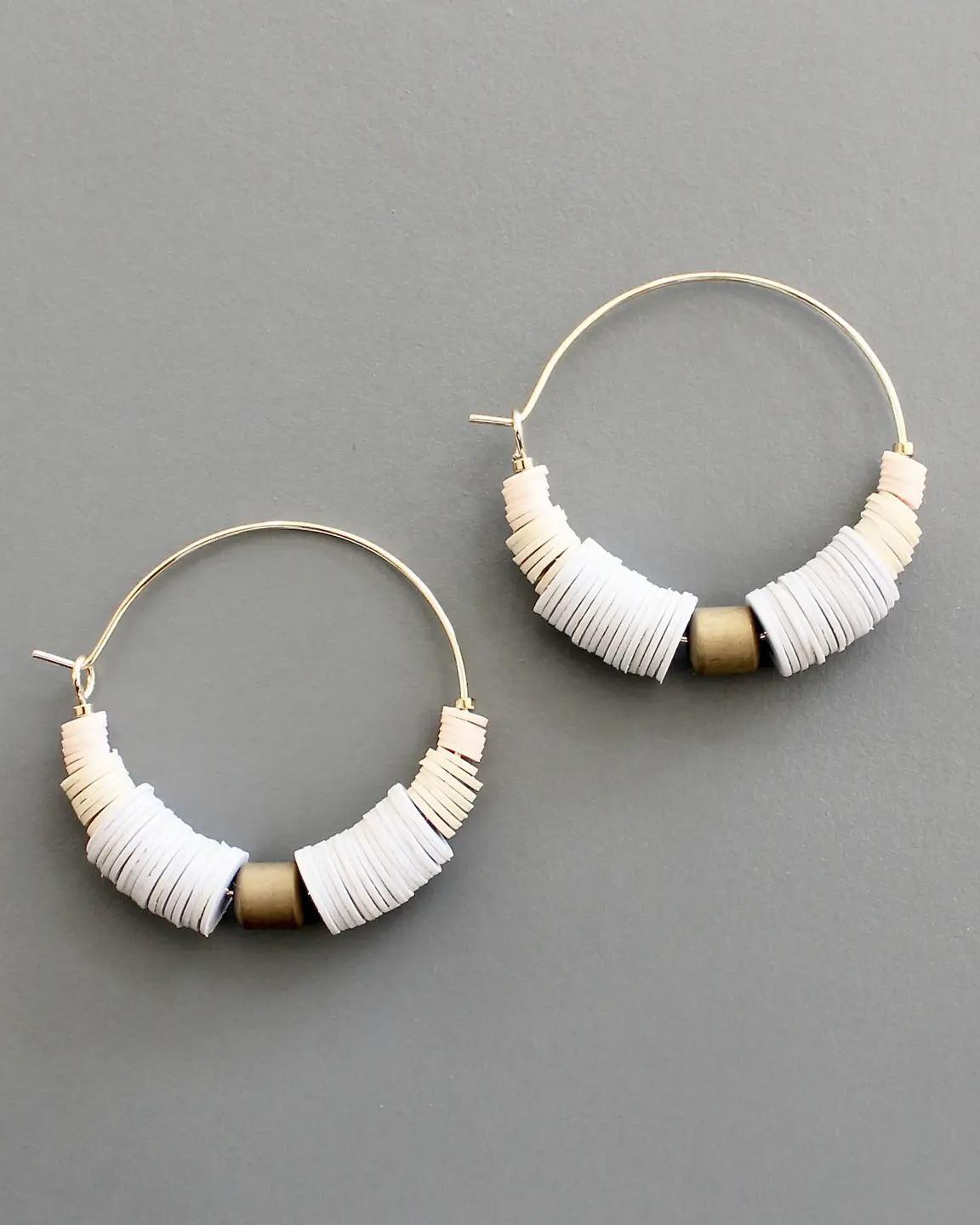 David Aubrey White and Cream Hoop Earrings