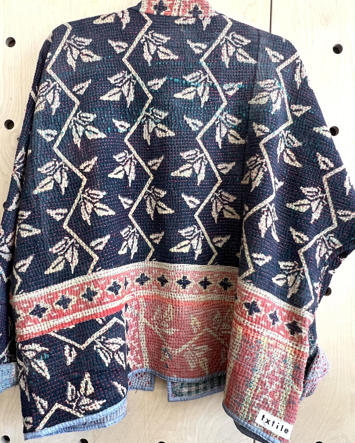 Txtile Charlie Quilted Reversible Patchwork Kantha Jacket in Arushi
