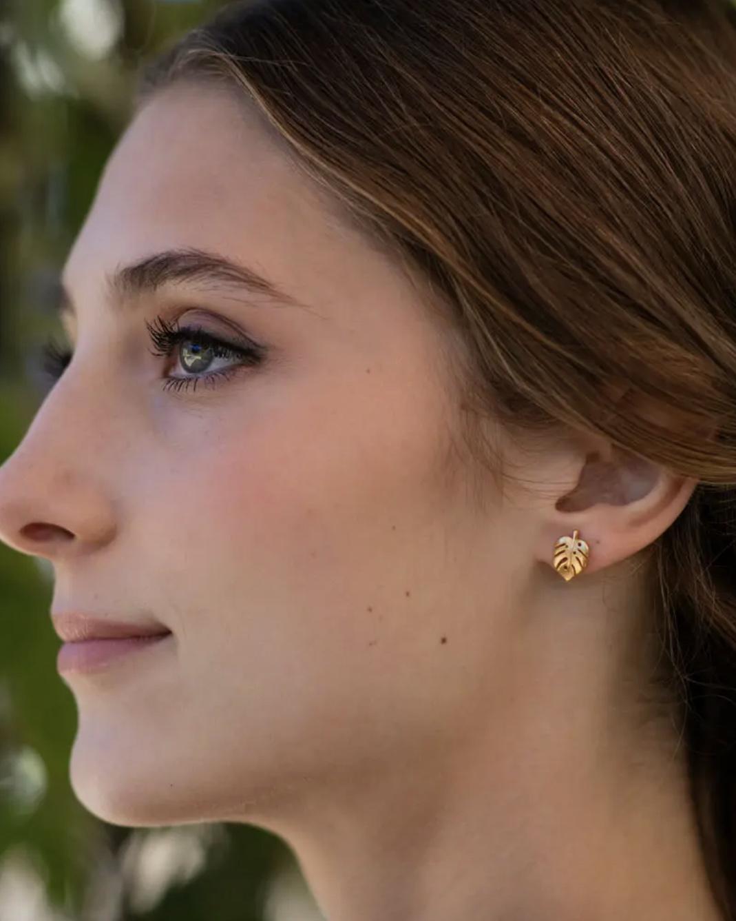 Amano Studio 24k Gold Monstera Studs