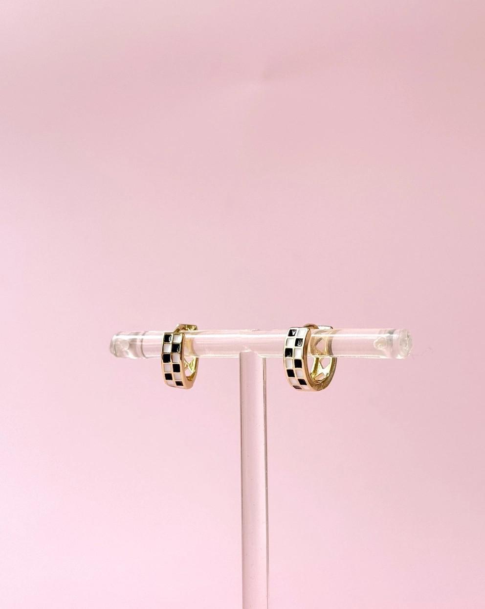 Golden Hour Checkered Huggie Earrings