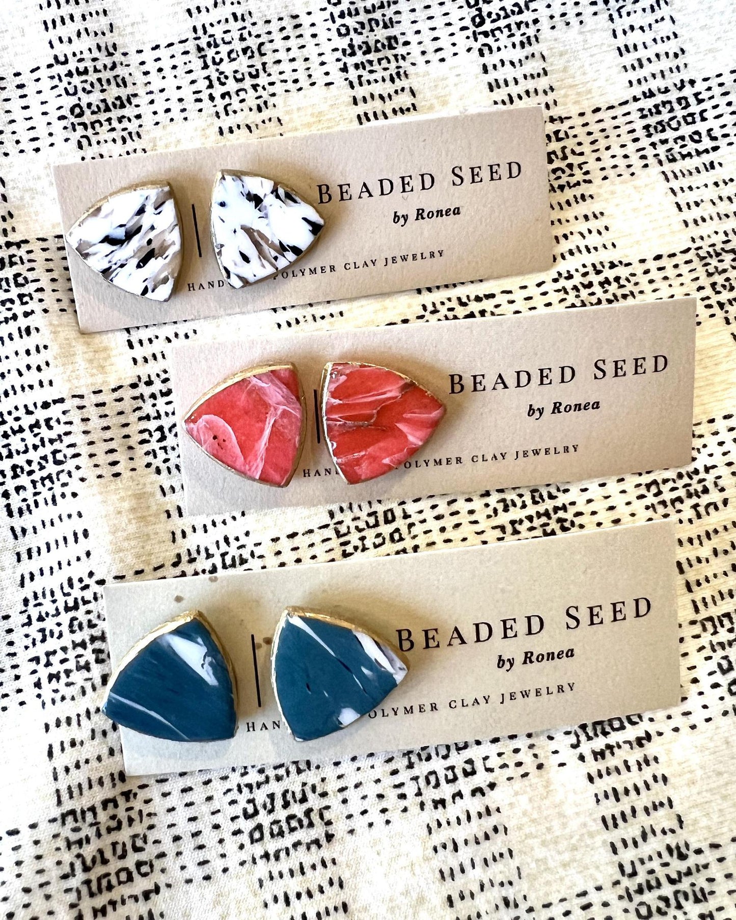 Beaded Seed by Ronea Triangle Stud Earrings - Choose a Color