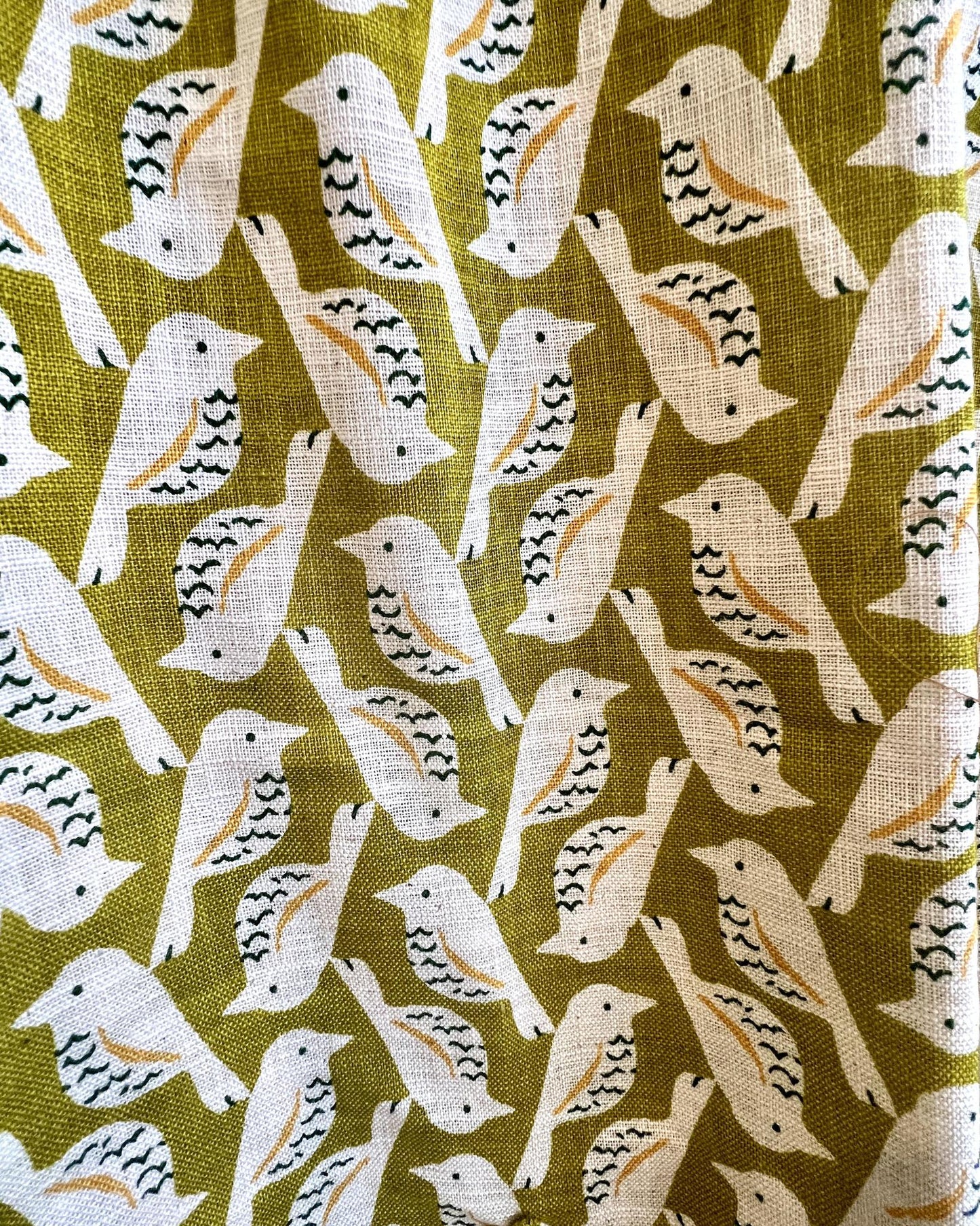 Squasht Winifred Dress Chartreuse Cotton Poplin Birds Print 🦜
