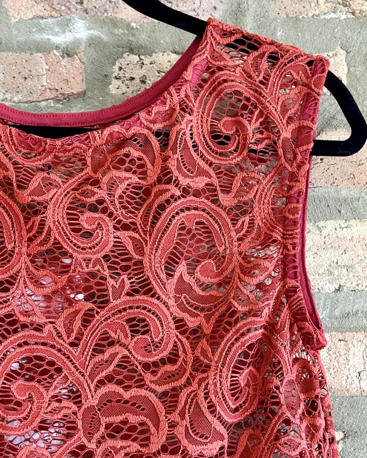Squasht Flora Shell Top in Persimmon Lace - SALE - Size XS, Small - Final Sale