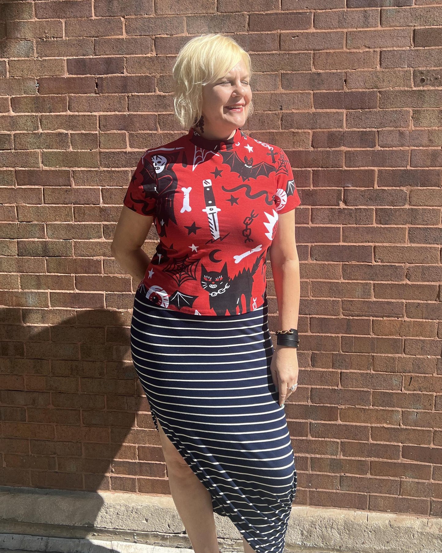 Nooworks Mock Neck Top in Pippa Print - SALE - Last One - Size XL