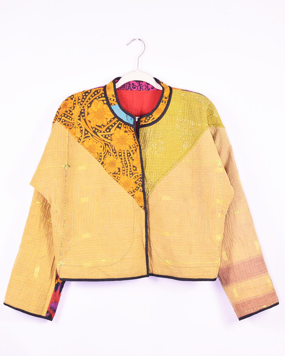 Txtile Sofie Kiara Quilted Reversible Patchwork Kantha Jacket
