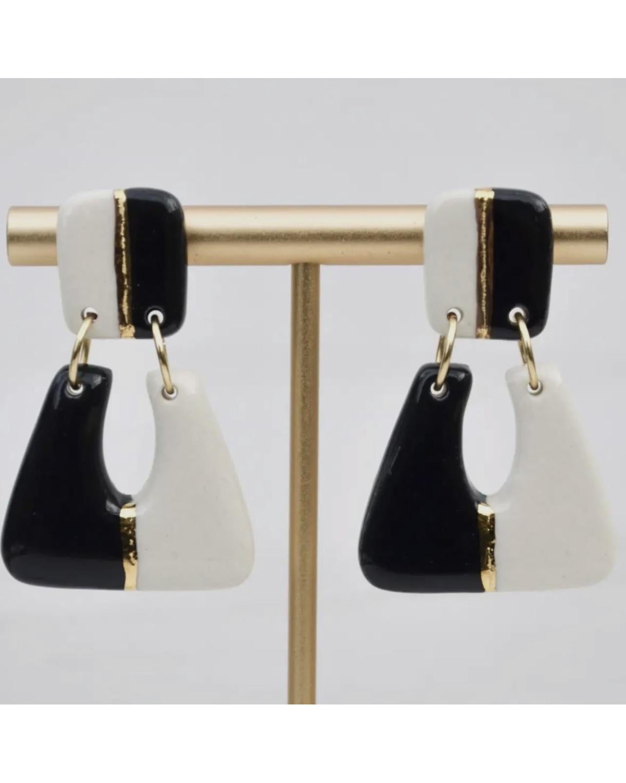 Lilikoi Project Mod Drop Earrings Black and White