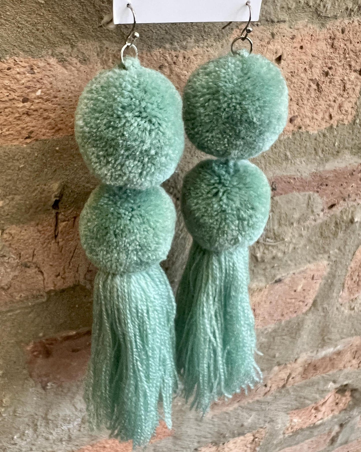 SWIETstuff Extra Large Pom Pom Earrings Seafoam