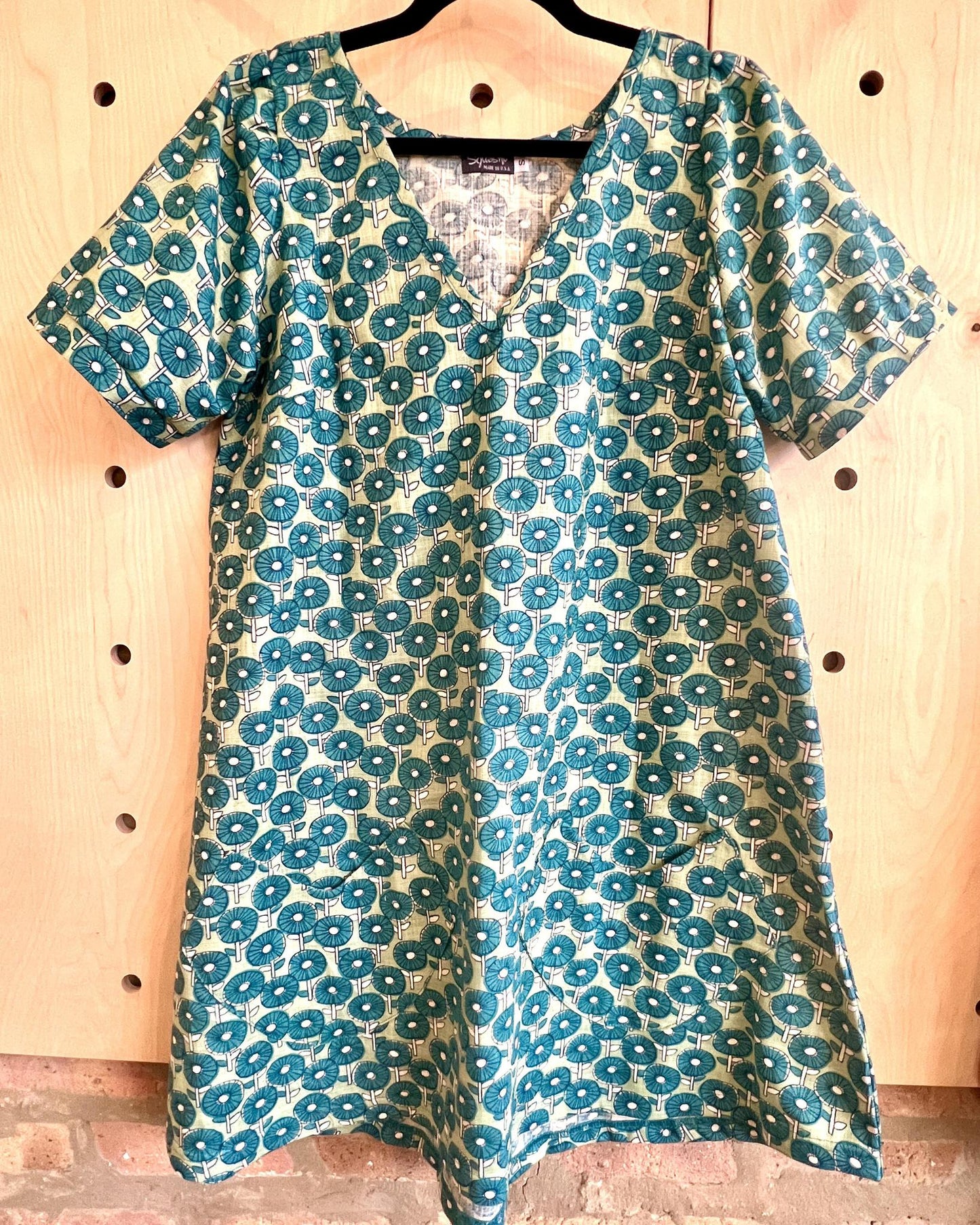 Squasht Winifred Dress Caribbean Turquoise Cotton Poplin Flower Print 🌼