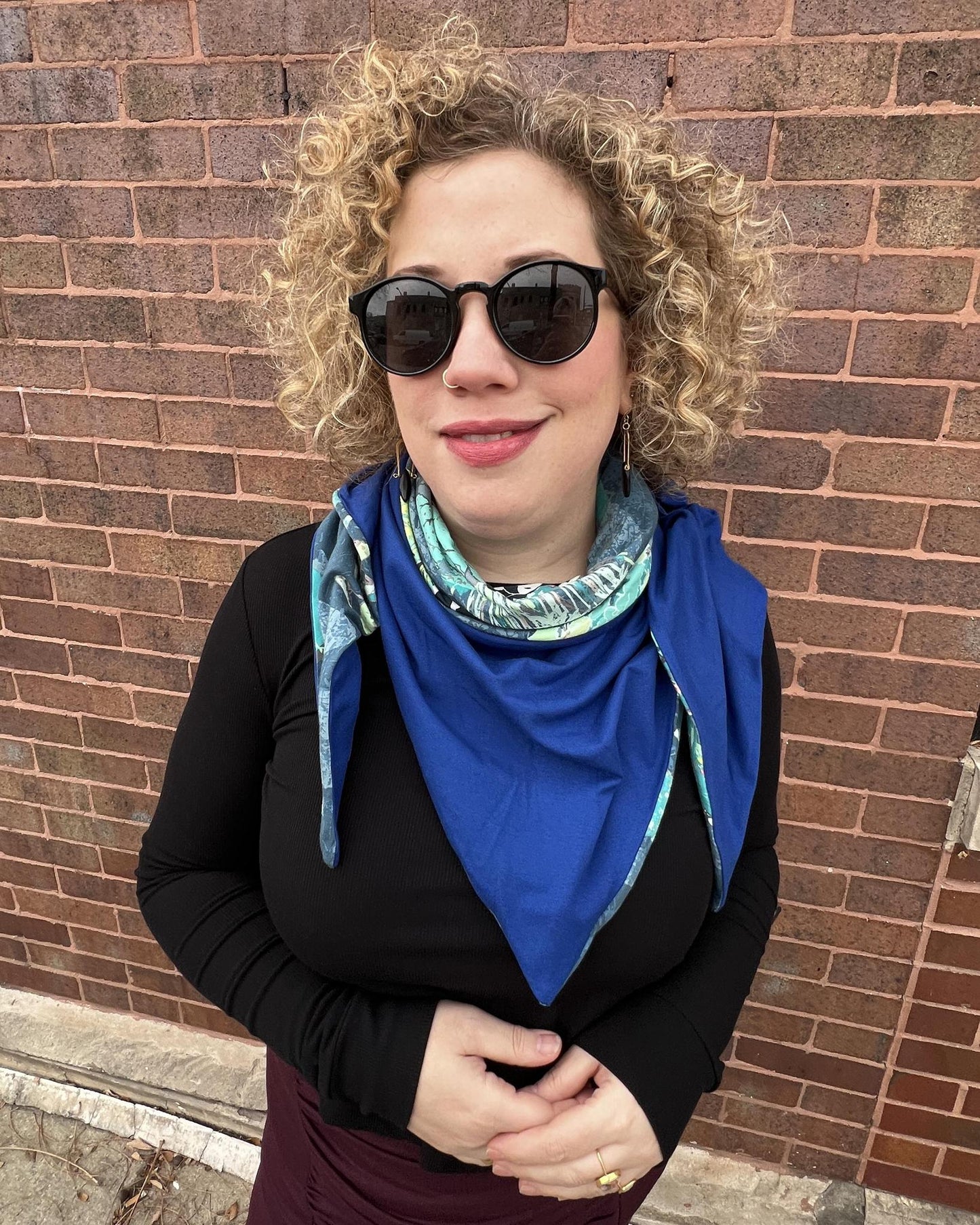 Squasht Reversible Triangle Scarf in Panda Party and Bright Blue