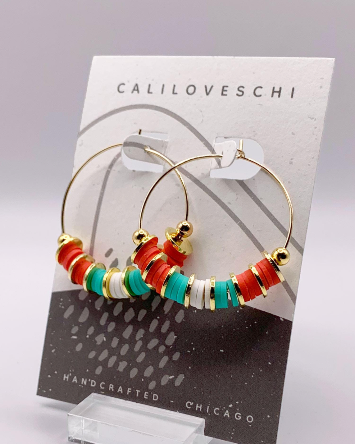 caliLOVESchi 14k Gold Hoops - Coral Coast
