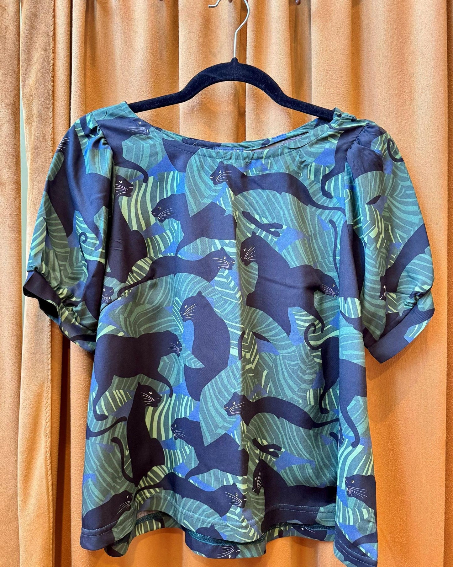 Squasht Puff Sleeve Top in Black Panther