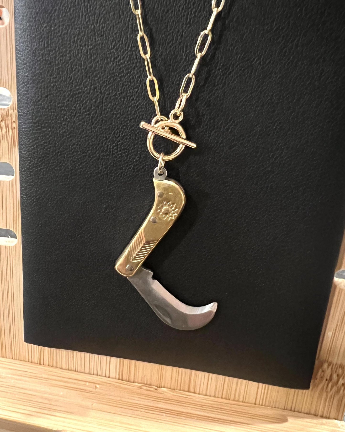 1979 Jewelry 1-inch Decorative Knife Necklace on 14kt Gold Fill Chain
