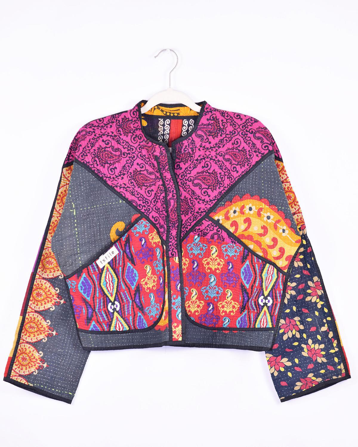 Txtile Sofie Kiara Quilted Reversible Patchwork Kantha Jacket