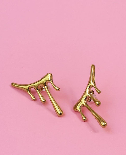 Golden Hour Drip Stud Ear Climber Earrings