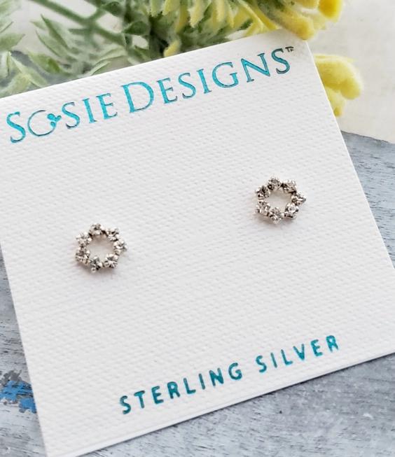 Sosie Designs Crystal Open Circle Silver Studs 8mm