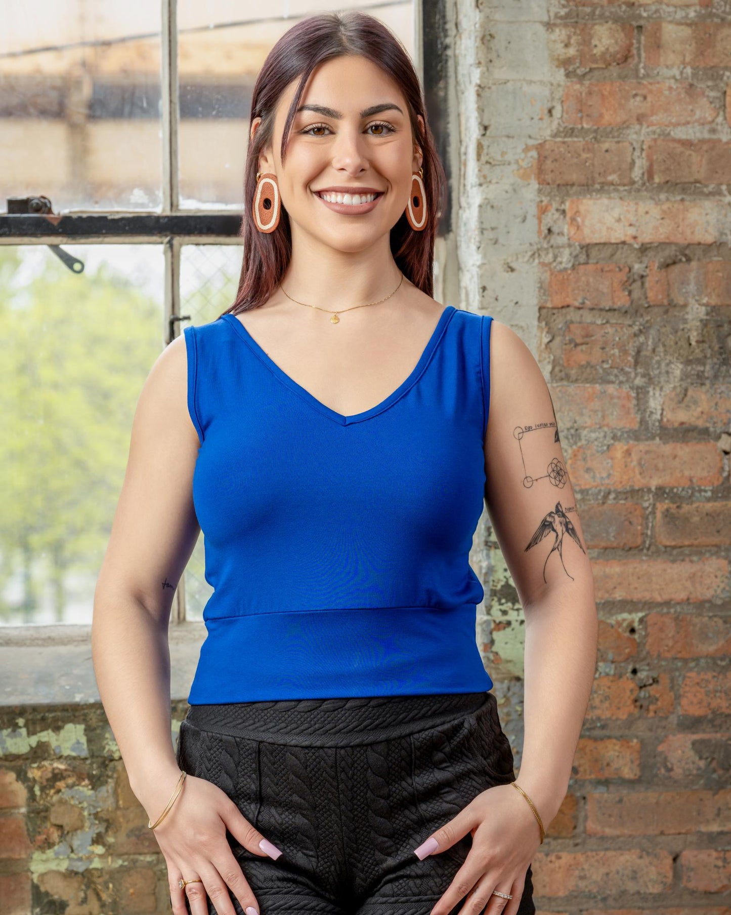 Squasht Sleeveless Ballet Top in Solid Sapphire Blue