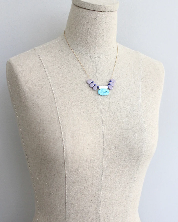 David Aubrey Carved Vintage Glass Bead Necklace
