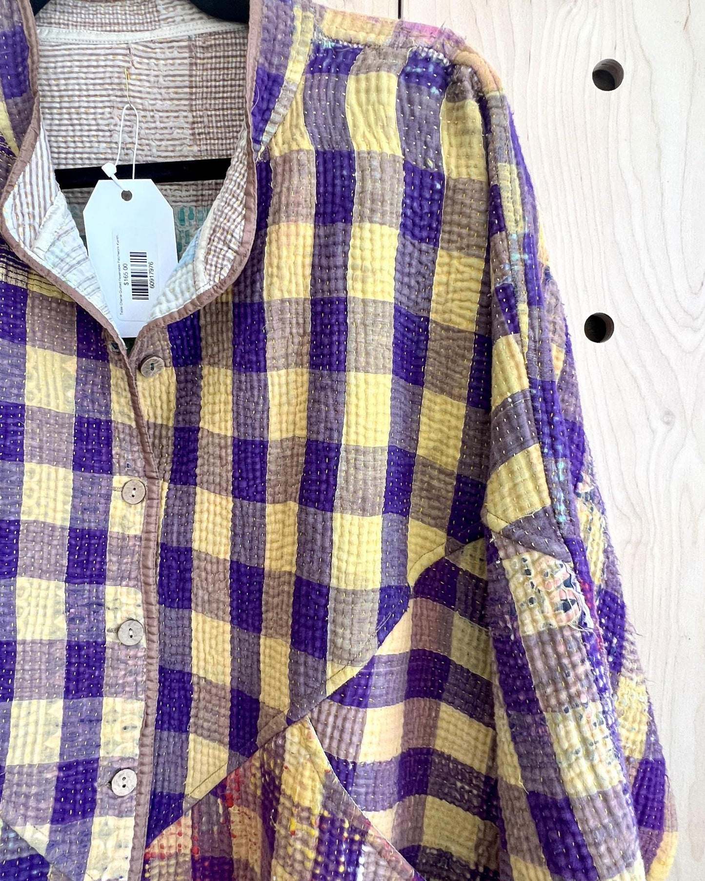 Txtile Charlie Quilted Reversible Patchwork Kantha Jacket in Chanda