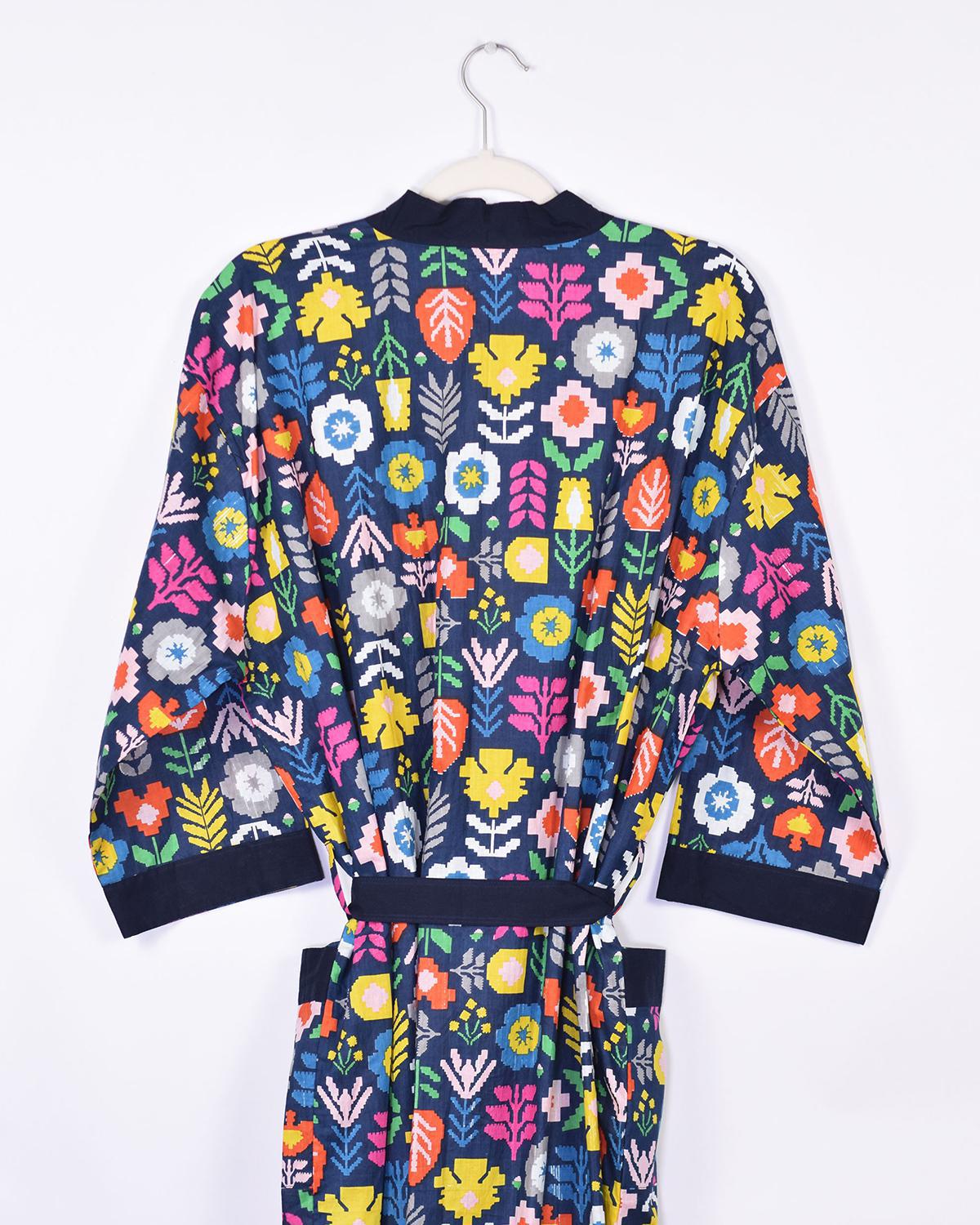Txtile Lightweight Cotton Robe - Geo Garden Print