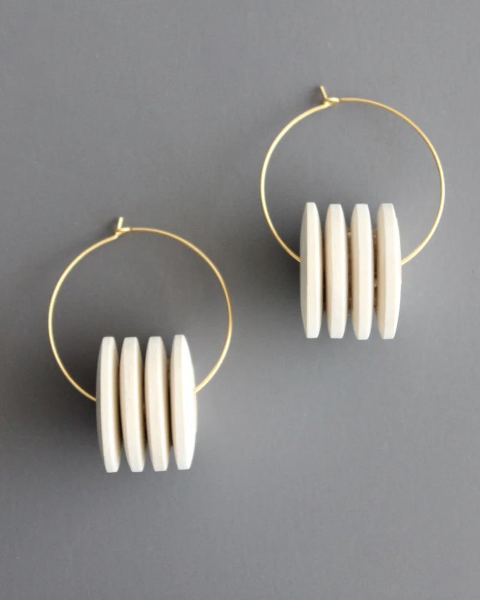 David Aubrey Wood Hoop Earrings