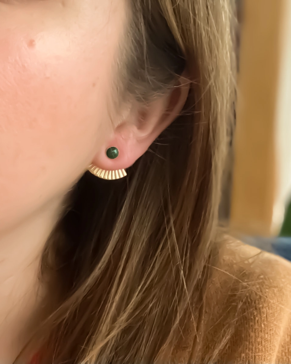 Michelle Starbuck Mini Pleat Jacket Earrings Malahite