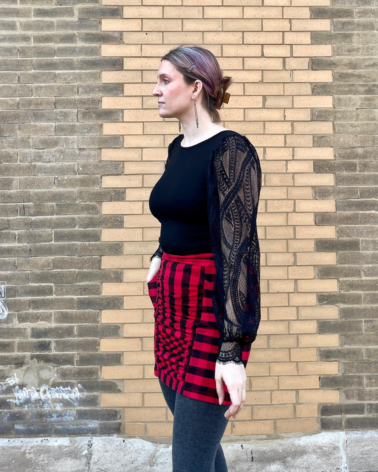 Squasht Lexi Scalloped Lace Sleeve Top in Black