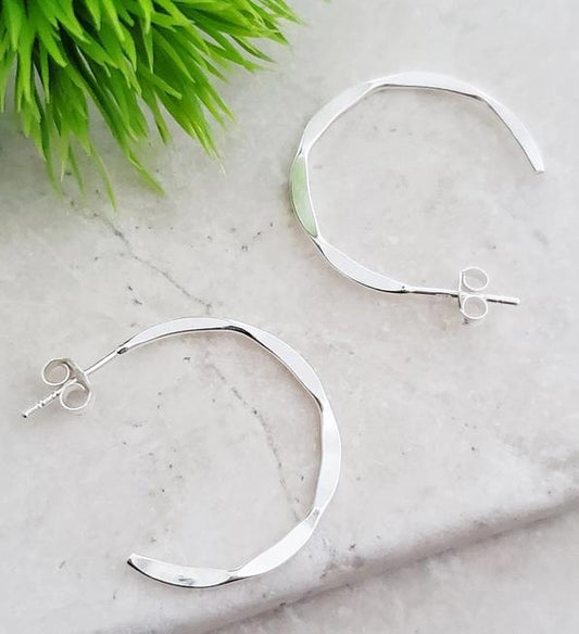 Sosie Designs Silver Hammered Hoop Earrings