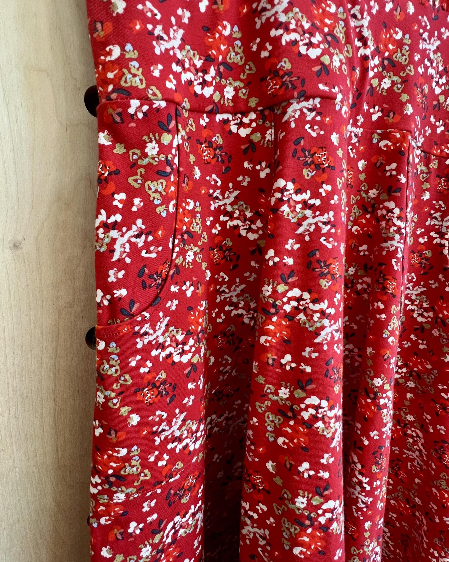 Squasht Petal Sleeve Dress in Scarlet Red Ditsy Floral Print