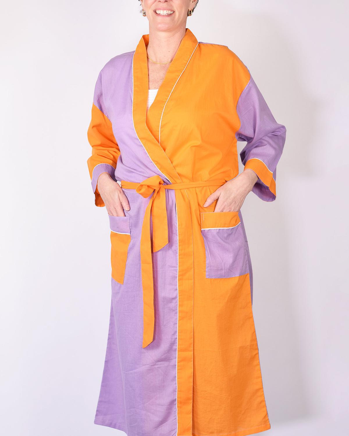 Txtile Lightweight Cotton Robe - Dream Pop Two Tone Orange & Purple