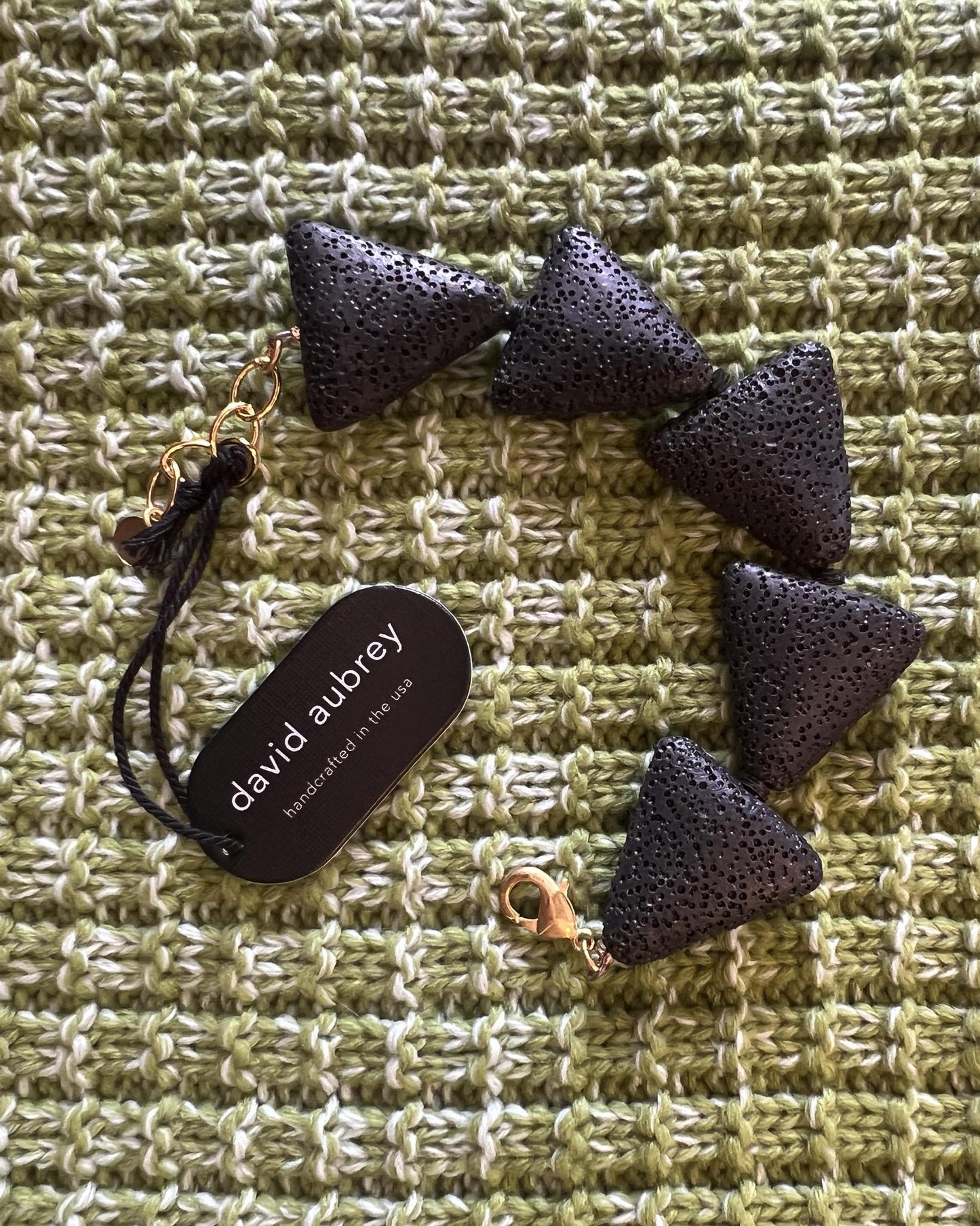David Aubrey Black Lava Triangle Bracelet