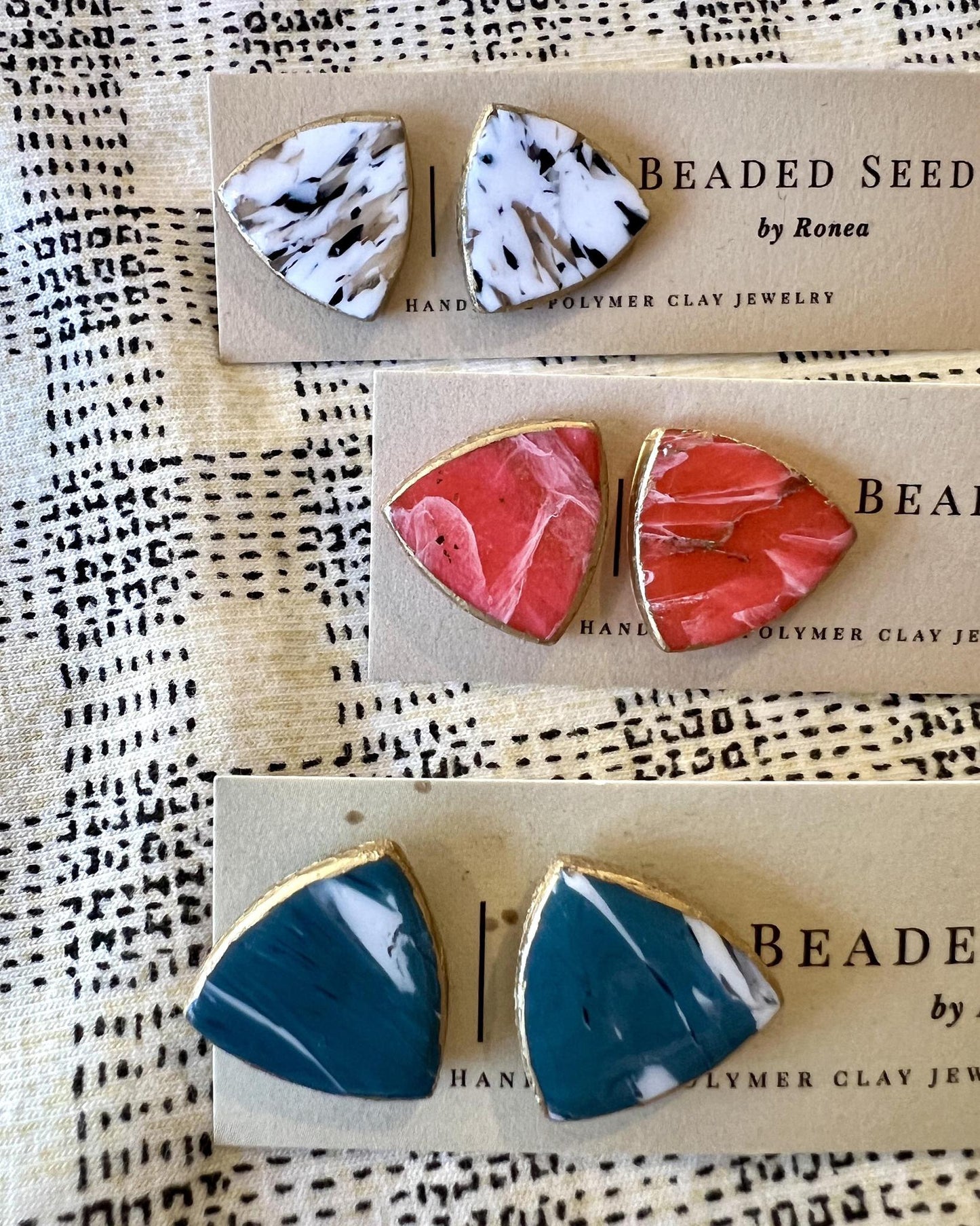 Beaded Seed by Ronea Triangle Stud Earrings - Choose a Color