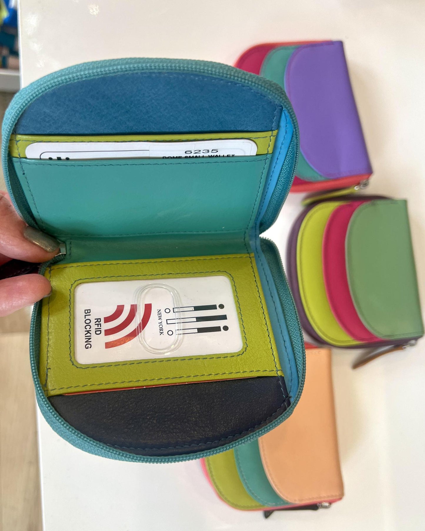 ili Leather Mini Dome Wallet in Serenity Multi