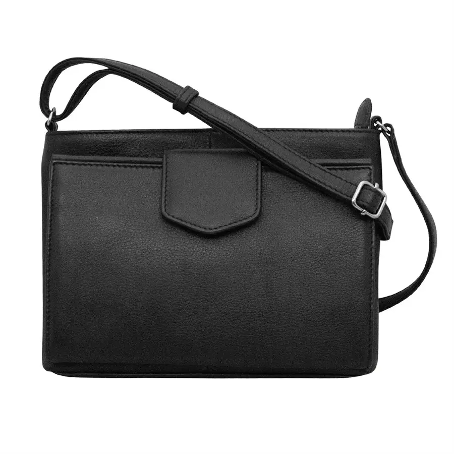 ili Leather Medium Organizer Crossbody in Black