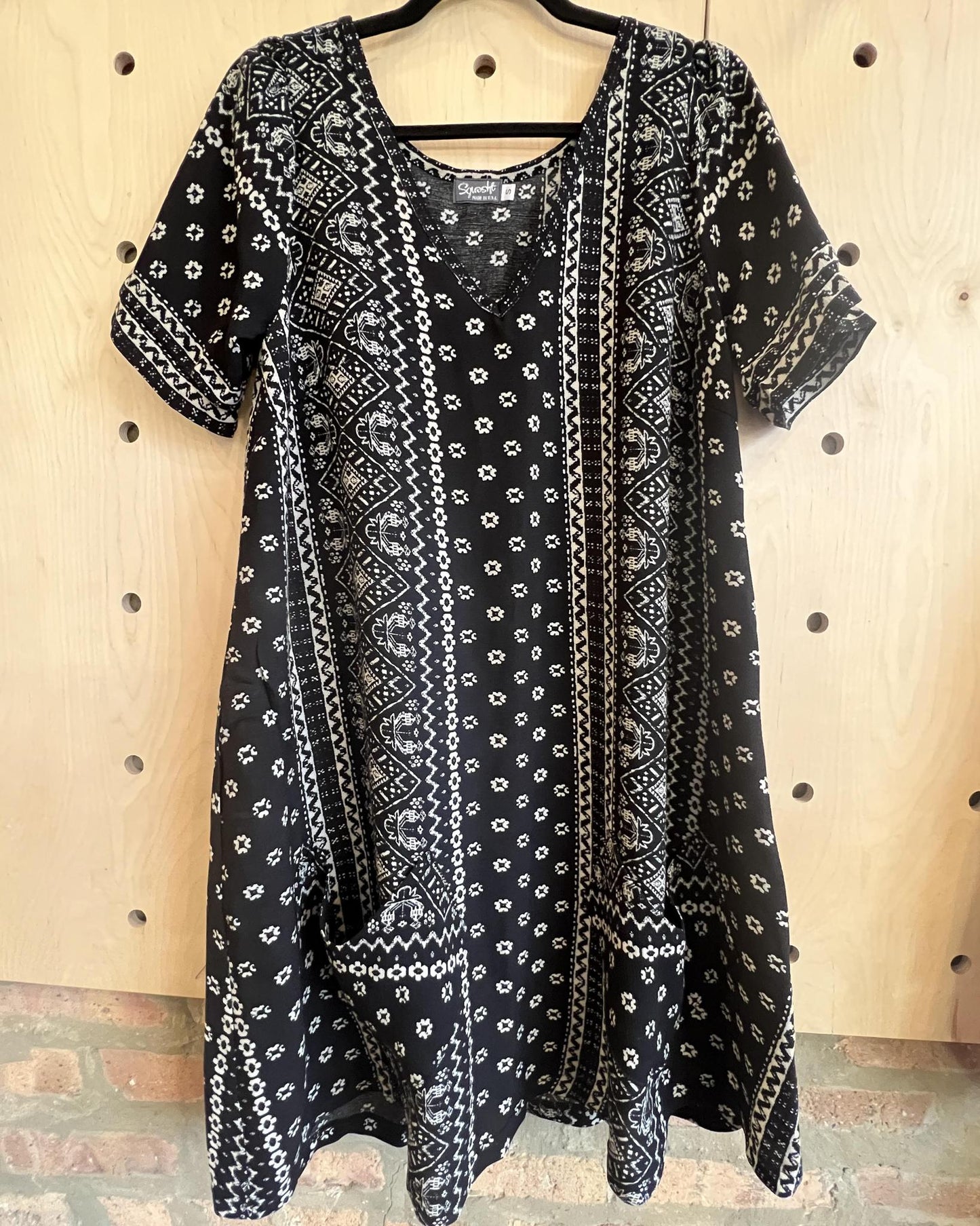 Squasht Winifred Dress in Black & White Bandana Print