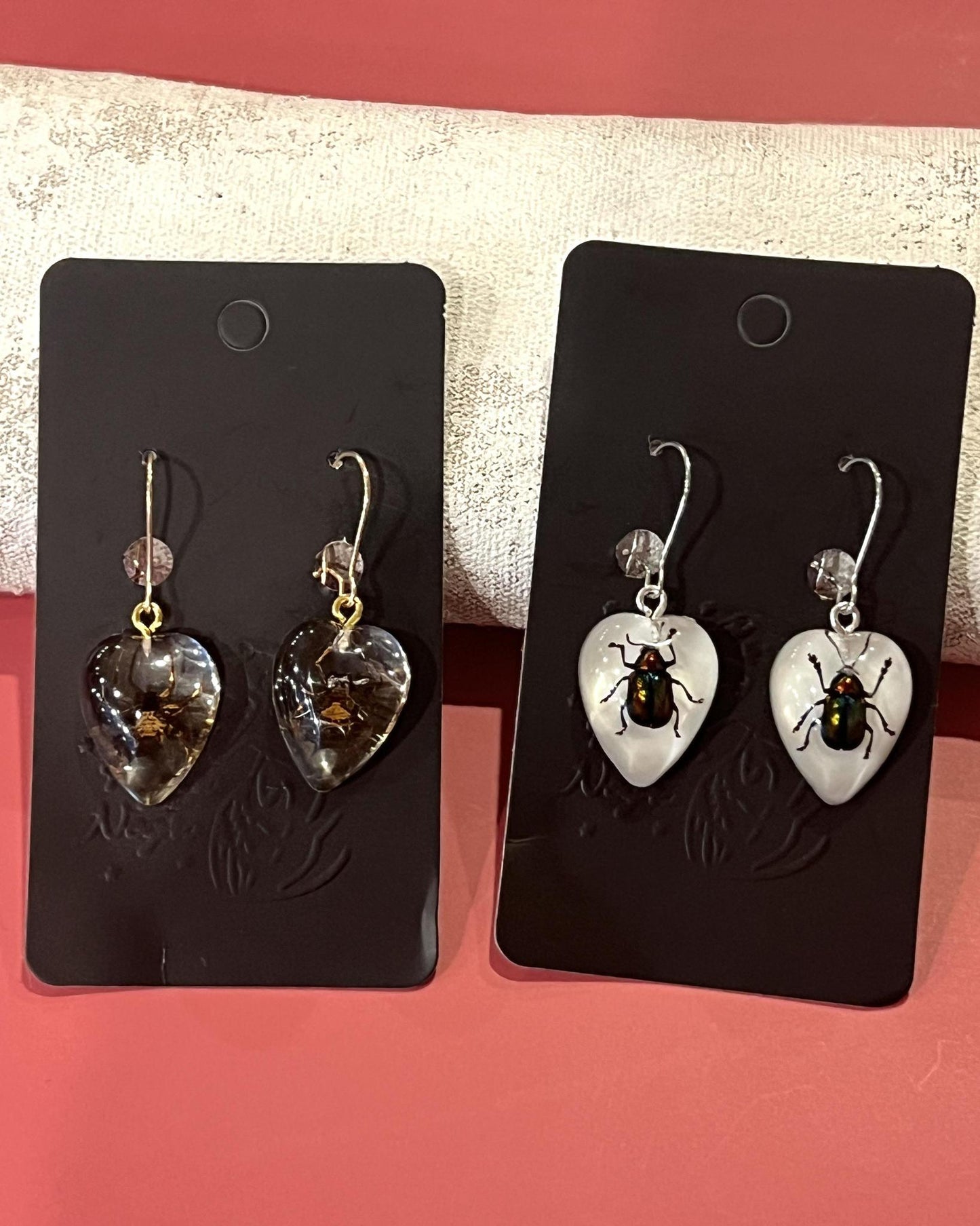 Pajaro Negro Orb Weaver Spider Heart-Shaped Earrings
